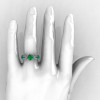 14K White Gold 1.0 Ct Emerald Diamond Nature Inspired Engagement Ring Wedding Ring R671-14KWGDEM-4