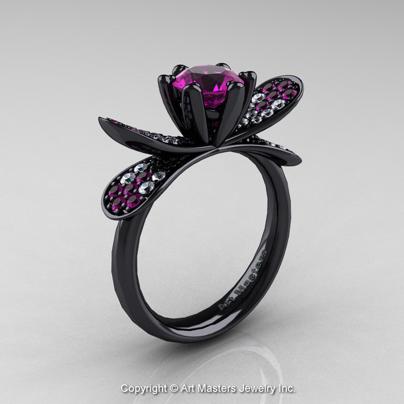 Amethyst Engagement Ring with Heart Designs | February Birthstone | London  Victorian Ring UK – The London Victorian Ring Co