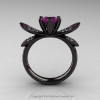 14K Black Gold 1.0 Ct Amethyst Diamond Nature Inspired Engagement Ring Wedding Ring R671-14KBGDAM-2