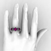 14K Black Gold 1.0 Ct Amethyst Diamond Nature Inspired Engagement Ring Wedding Ring R671-14KBGDAM-4