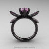 14K Black Gold 1.0 Ct Light Pink Sapphire Diamond Nature Inspired Engagement Ring Wedding Ring R671-14KBGDLPS-2