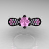 14K Black Gold 1.0 Ct Light Pink Sapphire Diamond Nature Inspired Engagement Ring Wedding Ring R671-14KBGDLPS-3