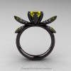 14K Black Gold 1.0 Ct Yellow Sapphire Diamond Nature Inspired Engagement Ring Wedding Ring R671-14KBGDYS-2