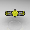 14K Black Gold 1.0 Ct Yellow Sapphire Diamond Nature Inspired Engagement Ring Wedding Ring R671-14KBGDYS-3
