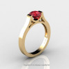 Modern 14K Yellow Gold Designer Wedding Ring or Engagement Ring for Women with 1.0 Ct Ruby Center Stone R665-14KYGR-2
