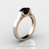 Modern 14K Rose Gold Beautiful Wedding Ring or Engagement Ring for Women with 1.0 Ct Black Diamond Center Stone R665-14KRGBD-2