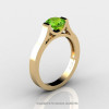 Modern 14K Yellow Gold Designer Wedding Ring or Engagement Ring for Women with 1.0 Ct Peridot Center Stone R665-14KYGP-2
