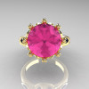 Classic 14K Yellow Gold 5.0 Ct Pink Sapphire Marquise Black Diamond Solitaire Ring R160-14KYGBDPS-3