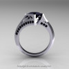 Modern French 14K White Gold 1.23 Ct Princess Black Diamond Engagement Ring Wedding Ring R176-14WGBD-2