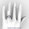 Modern French 14K White Gold 1.0 Ct White Sapphire Blue Sapphire Engagement Ring Wedding Ring R376-14KWGBSWS-5