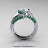 Modern French 14K White Gold 1.0 Ct White Sapphire Emerald Engagement Ring Wedding Ring R376-14KWGEMWS-3