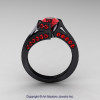 Modern French 14K Black Gold 1.0 Ct Rubies Engagement Ring Wedding Ring R376-14KBGR-3