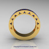 Mens Modern 14K Yellow Gold Princess Blue Sapphire Channel Cluster Wedding Ring R274-14KYGBS-2