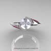 Modern French 14K White Gold 1.0 Ct White Sapphire Pink Sapphire Engagement Ring Wedding Ring R376-14KWGPSWS-4