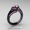 Modern French 14K Black Gold 1.0 Ct Light Pink Sapphire Engagement Ring Wedding Ring R376-14KBGLPS-2