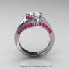 Modern French 14K White Gold 1.0 Ct White Sapphire Pink Sapphire Engagement Ring Wedding Ring R376-14KWGPSWS-3