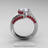 Modern French 14K White Gold 1.0 Ct White Sapphire Ruby Engagement Ring Wedding Ring R376-14KWGRWS-3