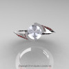 Modern French 14K White Gold 1.0 Ct White Sapphire Ruby Engagement Ring Wedding Ring R376-14KWGRWS-4