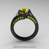 Modern French 14K Black Gold 1.0 Ct Yellow Sapphire Engagement Ring Wedding Ring R376-14KBGYS-3