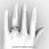 Modern French 14K White Gold 1.0 Ct White Sapphire Black Diamond Engagement Ring Wedding Ring R376-14KWGBDWS-5