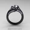 Modern French 14K Black Gold 1.0 Ct White Sapphire Engagement Ring Wedding Ring R376-14KBGWS-3