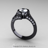Modern French 14K Black Gold 1.0 Ct White Sapphire Engagement Ring Wedding Ring R376-14KBGWS-2
