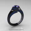 Exclusive French 14K Black Gold 2.0 Ct Chrysoberyl Alexandrite Engagement Ring Wedding Ring R376-14KBG2AL-2