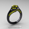 Modern French 14K Black Gold 1.0 Ct Yellow Sapphire Engagement Ring Wedding Ring R376-14KBGYS-2