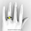 Modern French 14K Black Gold 1.0 Ct Yellow Sapphire Engagement Ring Wedding Ring R376-14KBGYS-5