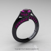 Modern French 14K Black Gold 1.0 Ct Amethyst Engagement Ring Wedding Ring R376-14KBGAM-2