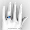 Modern French 14K Black Gold 1.0 Ct Blue Topaz Engagement Ring Wedding Ring R376-14KBGBT-5