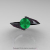 Modern French 14K Black Gold 1.0 Ct Emerald Pink Sapphire Engagement Ring Wedding Ring R376-14KBGPSEM-4