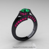 Modern French 14K Black Gold 1.0 Ct Emerald Pink Sapphire Engagement Ring Wedding Ring R376-14KBGPSEM-2