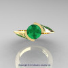 Modern French 14K Yellow Gold 1.0 Ct Emerald Engagement Ring Wedding Ring R376-14KYGEM-4
