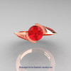 Modern French 14K Rose Gold 1.0 Ct Ruby Engagement Ring Wedding Ring R376-14KRGR-4