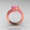 Modern French 14K Rose Gold 1.0 Ct Light Pink Sapphire Engagement Ring Wedding Ring R376-14KRGLPS-3