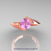 Modern French 14K Rose Gold 1.0 Ct Light Pink Sapphire Engagement Ring Wedding Ring R376-14KRGLPS-4