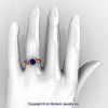 Modern French 14K Rose Gold 1.0 Ct Blue Sapphire Engagement Ring Wedding Ring R376-14KRGBS-5