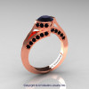 Modern French 14K Rose Gold 1.0 Ct Black Diamond Engagement Ring Wedding Ring R376-14KRGBD-2