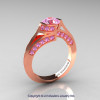 Modern French 14K Rose Gold 1.0 Ct Light Pink Sapphire Engagement Ring Wedding Ring R376-14KRGLPS-2