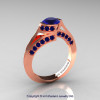 Modern French 14K Rose Gold 1.0 Ct Blue Sapphire Engagement Ring Wedding Ring R376-14KRGBS-2