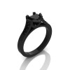 Gorgeous 14K Black Gold 1.0 Ct Heart Black Diamond Modern Wedding Ring Engagement Ring for Women R663-14KBGBD-2