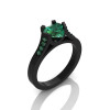 Gorgeous 14K Black Gold 1.0 Ct Heart Emerald Modern Wedding Ring Engagement Ring for Women R663-14KBGEM-2