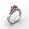 Gorgeous 14K White Gold 1.0 Ct Heart Pink Sapphire Modern Wedding Ring Engagement Ring for Women R663-14KWGPS-2