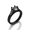 Gorgeous 14K Black Gold 1.0 Ct Heart White Sapphire Modern Wedding Ring Engagement Ring for Women R663-14KBGWS-2