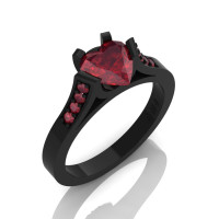 Gorgeous 14K Black Gold 1.0 Ct Heart Ruby Modern Wedding Ring Engagement Ring for Women R663-14KBGR-1