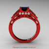Edwardian 14K Red Gold 1.0 Ct Black and White Diamond Engagement Ring R285-14KRGDBD-2