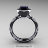 Art Masters Venetian 14K Black White Gold 1.0 Ct Black Diamond Engagement Ring R475-14KBWGBD-2