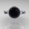 Art Masters Venetian 14K Black White Gold 1.0 Ct Black Diamond Engagement Ring R475-14KBWGBD-3