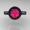 Art Masters Venetian 14K Black Gold 1.0 Ct Pink Sapphire Engagement Ring R475-14KBGPS-3